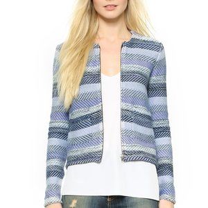 Joie Jacolyn B Blue Striped Knit Zip Jacket